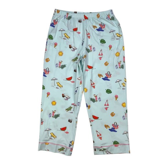 Bedhead PJs Beach Day Pajama Pant M Blue Pull On Straight Leg Novelty Summer - Picture 1 of 11